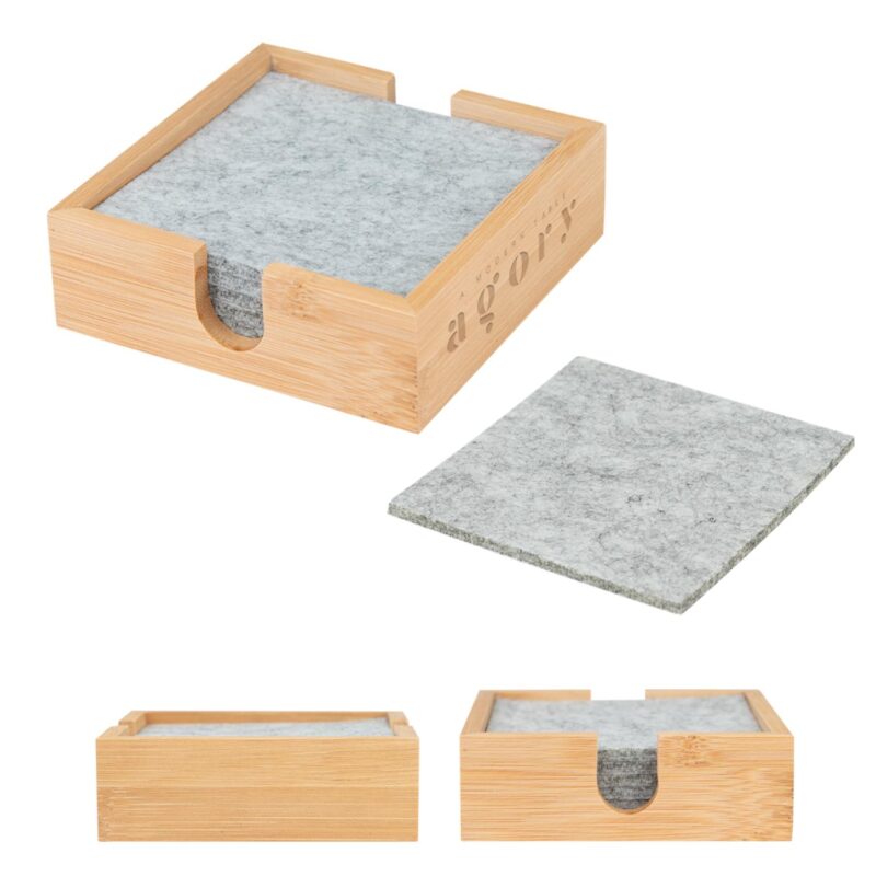 Bamboo & Recycled Felt Coaster Set - 3