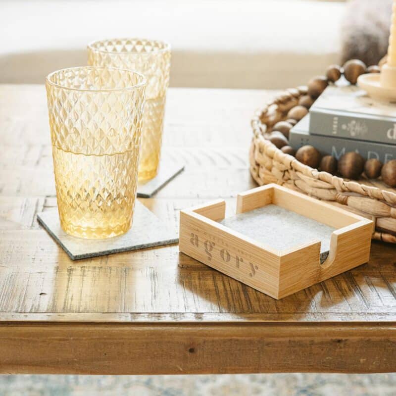 Bamboo & Recycled Felt Coaster Set - 4
