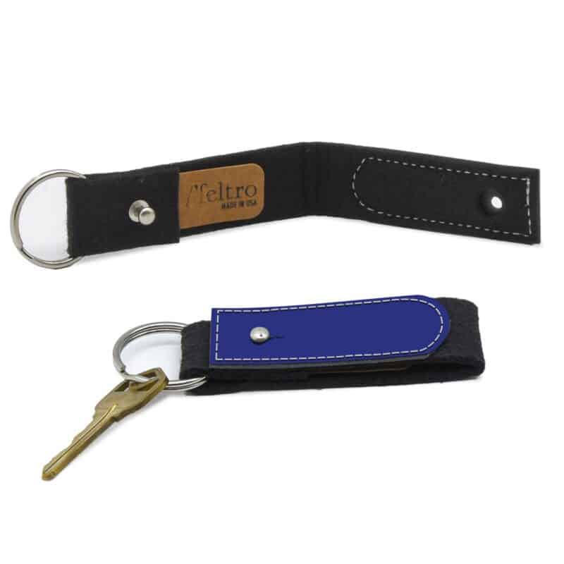 Black Felt Key Ring with Leather - 2