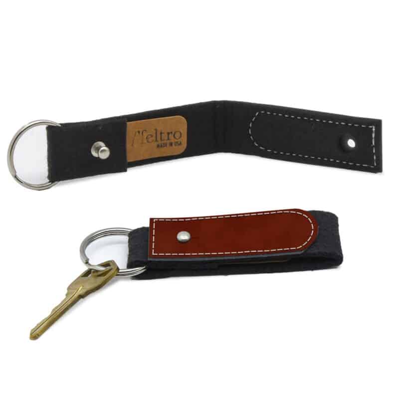 Black Felt Key Ring with Leather - 3