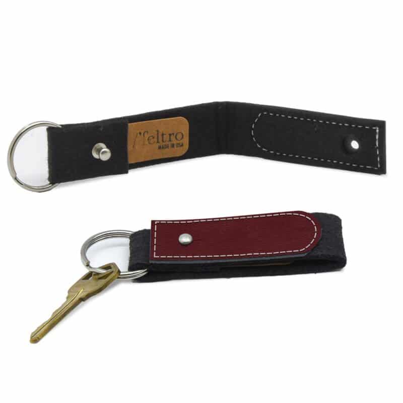 Black Felt Key Ring with Leather - 4