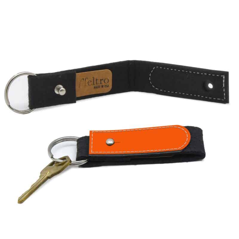 Black Felt Key Ring with Leather - 5
