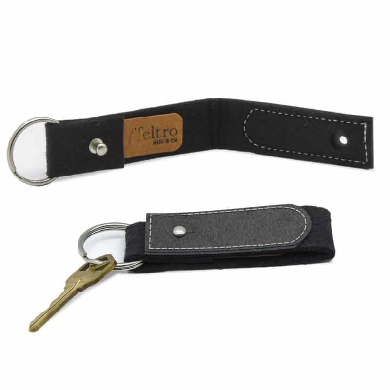 Black Felt Key Ring with Leather - 6