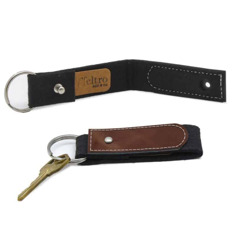Black Felt Key Ring with Leather - 7