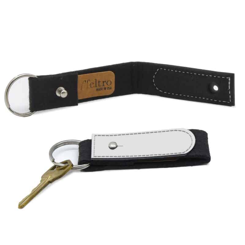 Black Felt Key Ring with Leather - 8