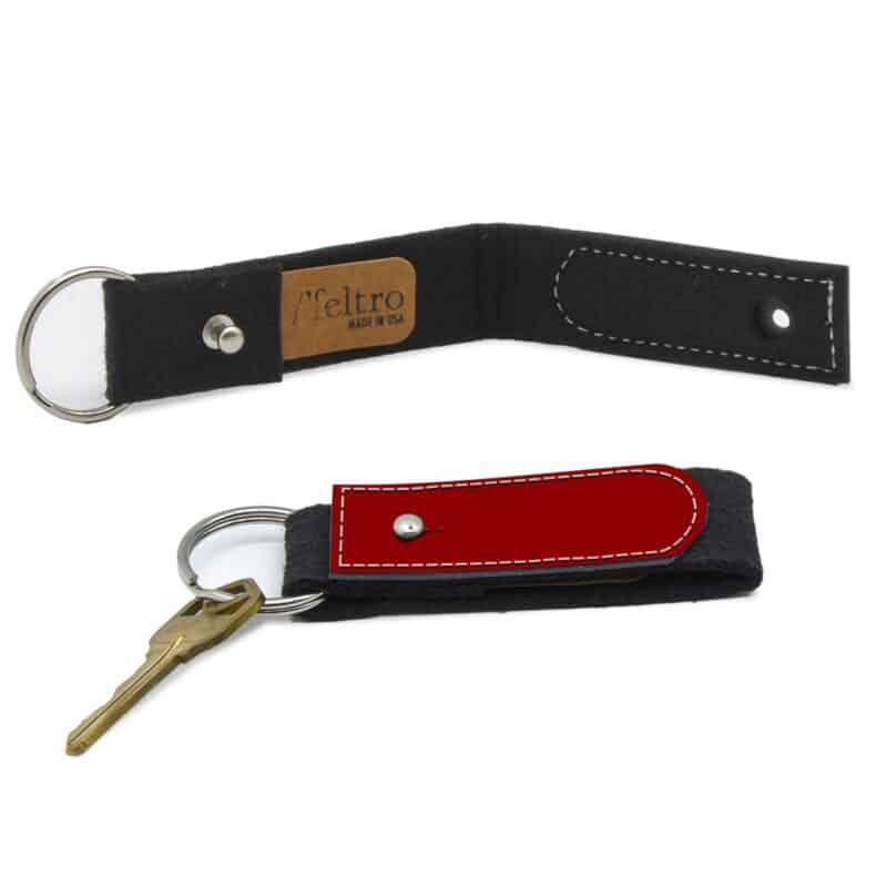 Black Felt Key Ring with Leather