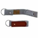 Gray Felt Key Ring with Leather - 2