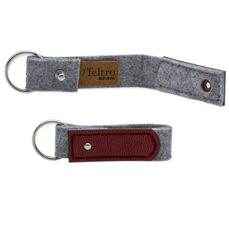 Gray Felt Key Ring with Leather - 4