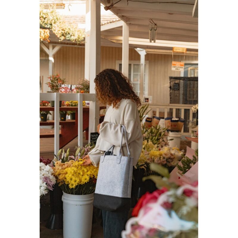 Out of the Woods® Felt Colorblock Tall Tote - Light Grey-Black - 5