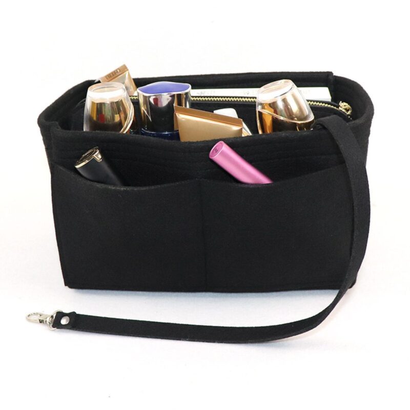 Large Capacity Felt Makeup Bag Custom Logo Women Cosmetic Bag Multi Compartment Travel Toiletry Bag - 4